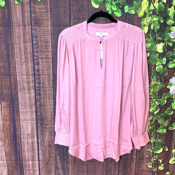 LOFT Tops - Loft plus : pleated mauve color blouse-103